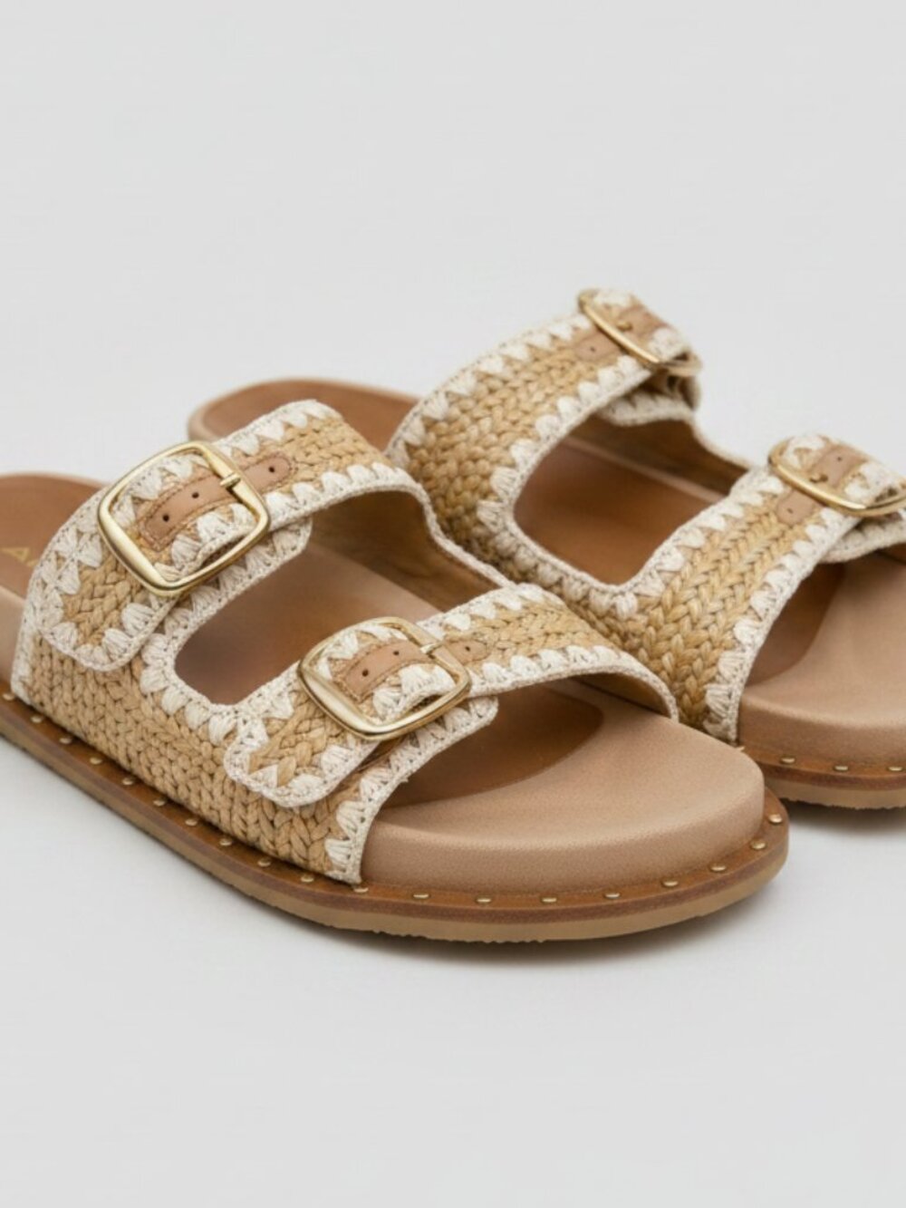 Aldo Woven Double Buckle Slide Sandals Size 8